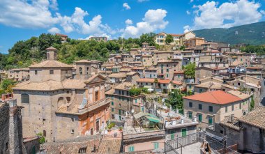 Subiaco old town in a summer morning, province of Rome, Latium, central Italy.  clipart