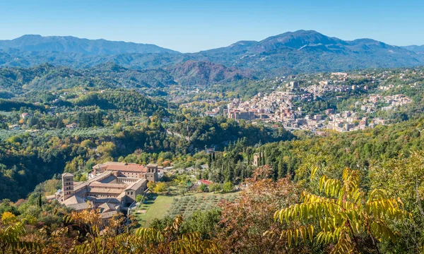 Panoramic View Santa Scolastica Monastery Subiaco Sacro Speco Monastery Lazio — Stock Photo, Image