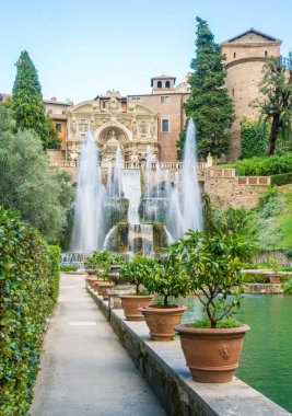 Villa d'Este, Tivoli, Lazio, Orta Italya'nin Neptün Çeşmesi.