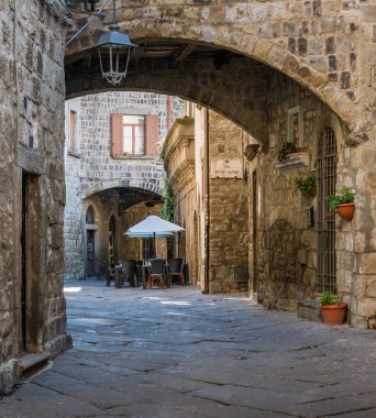 Viterbo, Lazio, Orta Italya'nin pitoresk San Pellegrino Ortaçağ bölgesinde.