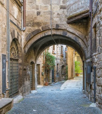 Viterbo, Lazio, Orta Italya'nin pitoresk San Pellegrino Ortaçağ bölgesinde.