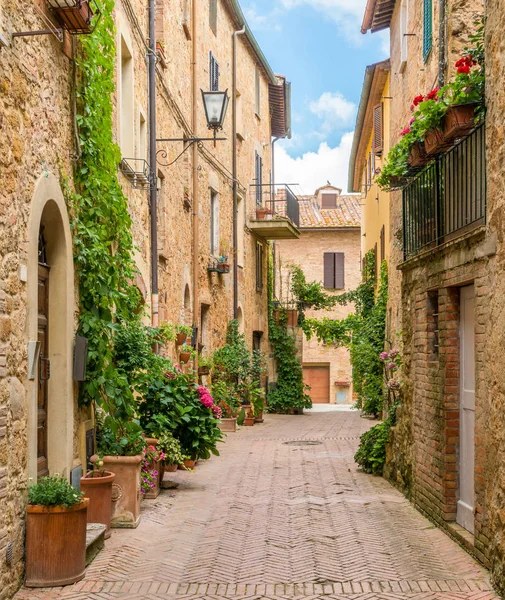 Pitoresk görünürde Pienza, Siena eyaletinin, Toskana, İtalya.