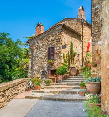 Pitoresk görünürde Pienza, Siena eyaletinin, Toskana, İtalya.