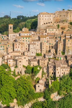 Panoramik görüş Sorano, il, Grosseto, Toskana (Toscana), İtalya.