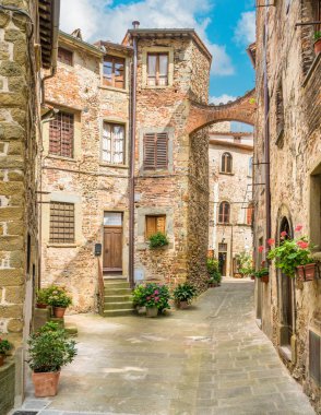 Anghiari'de, Arezzo eyaletinde, Toskana, İtalya'da manzara.