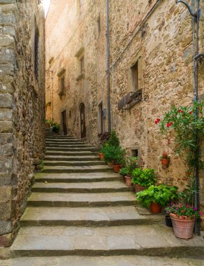 Anghiari'de, Arezzo eyaletinde, Toskana, İtalya'da manzara.