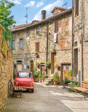 Anghiari'de, Arezzo eyaletinde, Toskana, İtalya'da manzara.