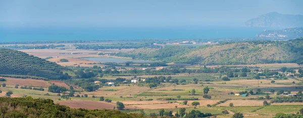 Fantastisk Panoramautsikt Över Toscanas Kust Från Capalbio Stadsmuren Provinsen Grosseto — Stockfoto