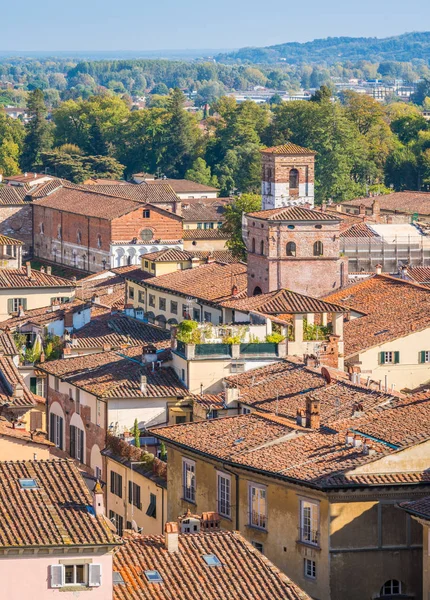 Vista Panorâmica Lucca Com Igreja Santa Maria Forisportamth Toscana Itália — Fotografia de Stock
