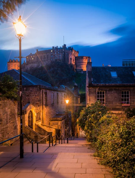 Scenic Sight Edinburgh Night Castle Background Scotland — Stock Photo, Image