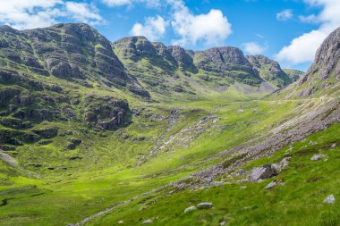 Bealach na ba bakış açısı, Wester Ross, Iskoç Higlands Applecross yarımadasında yakın manzaralı manzara.