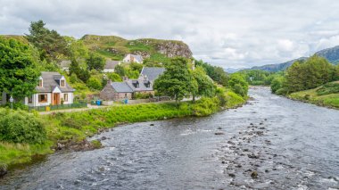 Poolewe manzaralı manzara, Iskoçya Kuzey Batı Highlands Wester Ross küçük köy.