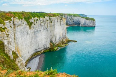 Normandiya, Fransa 'daki Etretat Alabaster kayalıkları.