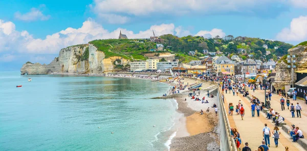 Панорамний Вид Etretat Нормандії Франція — стокове фото