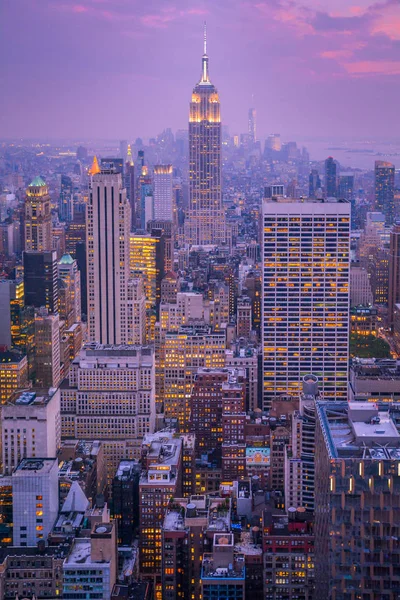Panoramiczny Widok Empire State Building Rockfeller Center Nowym Jorku Sierpień — Zdjęcie stockowe