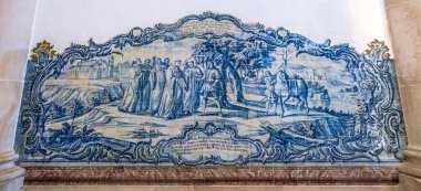 Azulejos in Kings Hall, Alcobaca, Portekiz