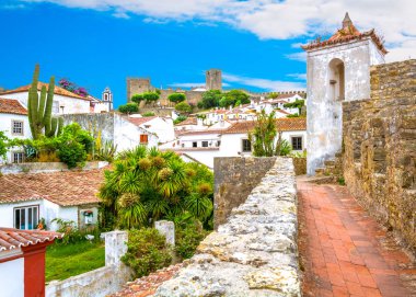 Obidos, Leiria District, Portekiz manzaralı yaz görüşü