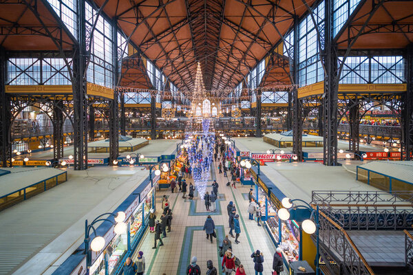 Budapest Central Market in a christmas morning, December-21-2016