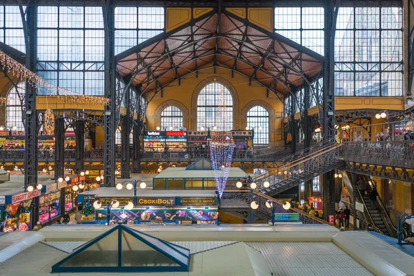 Budapeste Mercado Central Uma Manhã Natal Dezembro 2016 — Fotografia de Stock