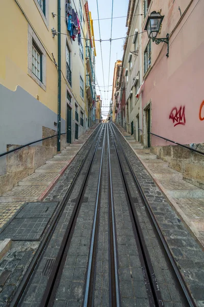 Ünlü Elevador da Bica, Bairro Alto, Lizbon, Portekiz.