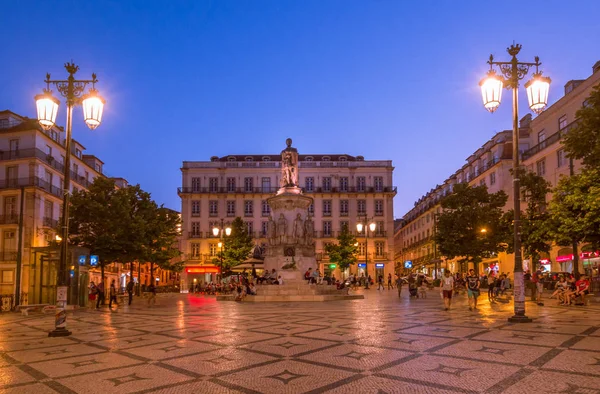 Puesta Sol Sobre Plaza Luis Camoes Lisboa Portugal —  Fotos de Stock