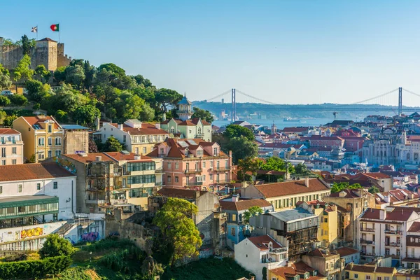 Pozdní Odpolední Panorama Lisabonu Miradouro Graca Portugalsko — Stock fotografie