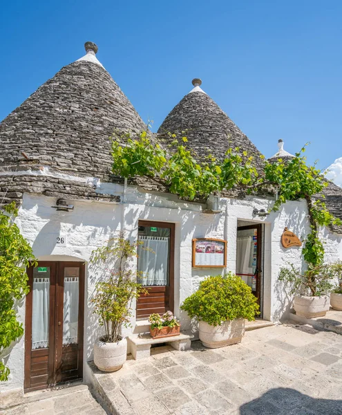 Vista Panorâmica Alberobello Famosa Vila Trulli Puglia Apúlia Sul Itália — Fotografia de Stock