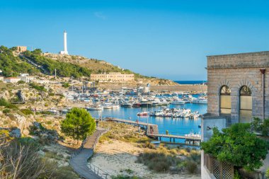 Leuca 'da manzaralı manzara, Lecce Eyaleti, Puglia, Güney Italya.