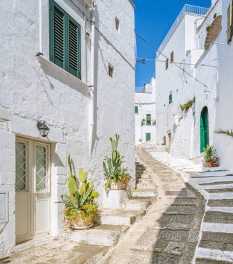 Ostuni, Brindisi ilinin manzaralı manzaralı, Apulia, Italya.