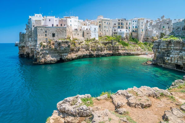 Malebný Pohled Polignano Mare Provincie Bari Apulie Puglia Jižní Itálie — Stock fotografie