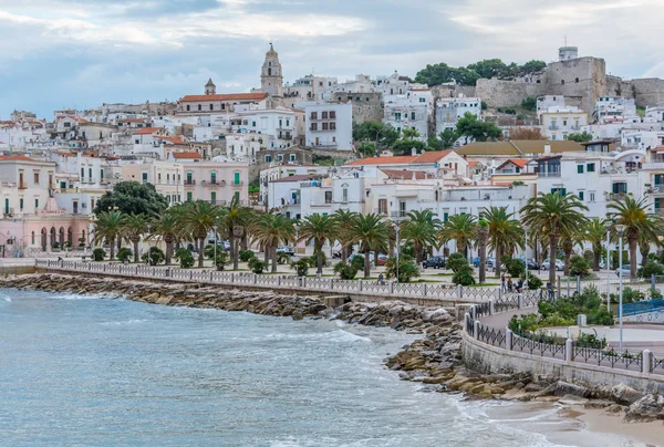 Vista Panorámica Vieste Famosa Perla Gargano Provincia Foggia Puglia Italia — Foto de Stock