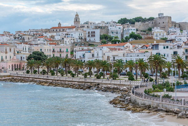 Scenic view of Vieste, the famous "Pearl of Gargano" in Foggia Province, Puglia (Italy)