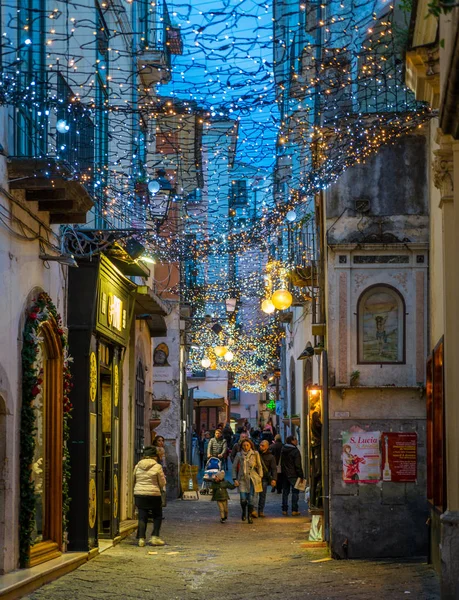 Verbazingwekkende Kunstenaar Lichten Luci Artista Salerno Tijdens Kersttijd Campania Italië — Stockfoto