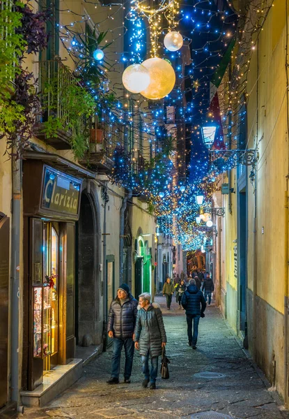 Verbazingwekkende Kunstenaar Lichten Luci Artista Salerno Tijdens Kersttijd Campania Italië — Stockfoto