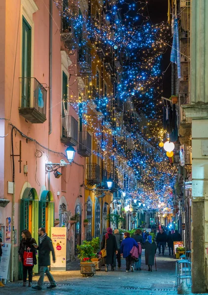 Verbazingwekkende Kunstenaar Lichten Luci Artista Salerno Tijdens Kersttijd Campania Italië — Stockfoto