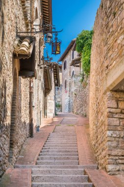 Assisi'de pitoresk bir manzara. Perugia eyaleti, Umbria, orta İtalya.