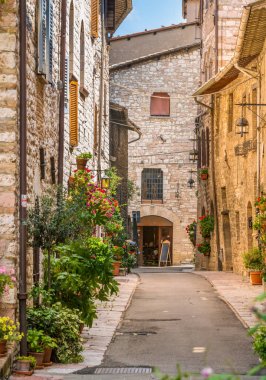 Assisi'de pitoresk bir manzara. Perugia eyaleti, Umbria, orta İtalya.