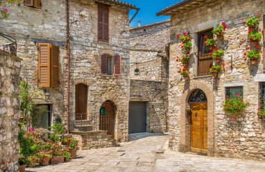 Assisi'de pitoresk bir manzara. Perugia eyaleti, Umbria, orta İtalya.
