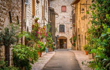 Assisi'de pitoresk bir manzara. Perugia eyaleti, Umbria, orta İtalya.