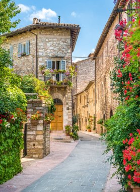 Assisi'de pitoresk bir manzara. Perugia eyaleti, Umbria, orta İtalya.