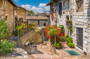 Assisi'de pitoresk bir manzara. Perugia eyaleti, Umbria, orta İtalya.