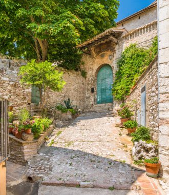 Assisi'de pitoresk bir manzara. Perugia eyaleti, Umbria, orta İtalya.