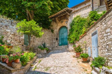 Assisi'de pitoresk bir manzara. Perugia eyaleti, Umbria, orta İtalya.