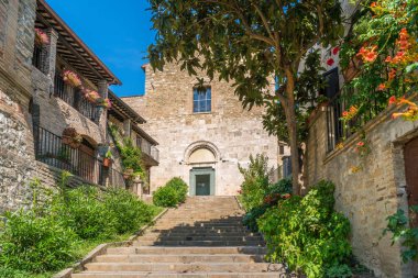Bevagna'da manzara, Perugia eyaletindeki antik kent, Umbria, orta İtalya.