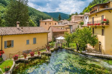 Rasiglia, small village near Foligno, province of Perugia. Umbria, Italy. clipart