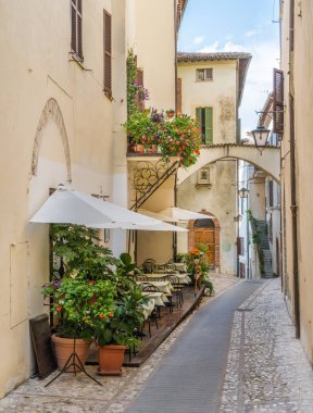 Spoleto'da manzara, Perugia Eyaleti, Umbria, Orta İtalya.