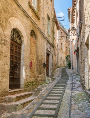 Todi'de manzara, Perugia eyaletindeki antik kent, Umbria, orta İtalya.