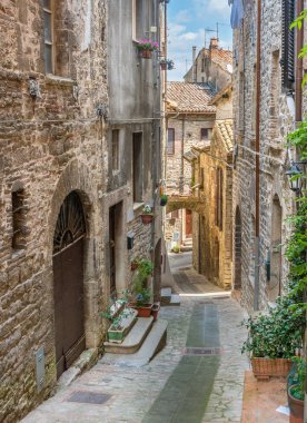 Todi'de manzara, Perugia eyaletindeki antik kent, Umbria, orta İtalya.