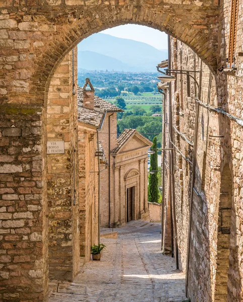Vistas Panorâmicas Spello Vila Florida Pitoresca Úmbria Província Perugia Itália — Fotografia de Stock