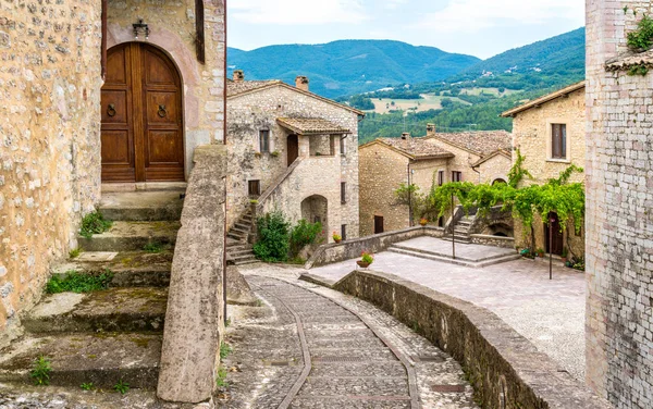 Vallo Nera Nádherná Starověká Vesnice Provincii Perugia Italské Oblasti Umbrie — Stock fotografie